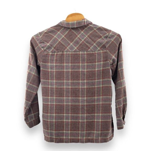 Mododoc Women's Brown Plaid Long-Sleeve Button-Down Shirt Size M - Picture 2 of 4